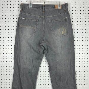 Akademiks Gray Y2K Jeans Sz 36x32‎ Distressed 90s Grunge Streetwear Skate Baggy